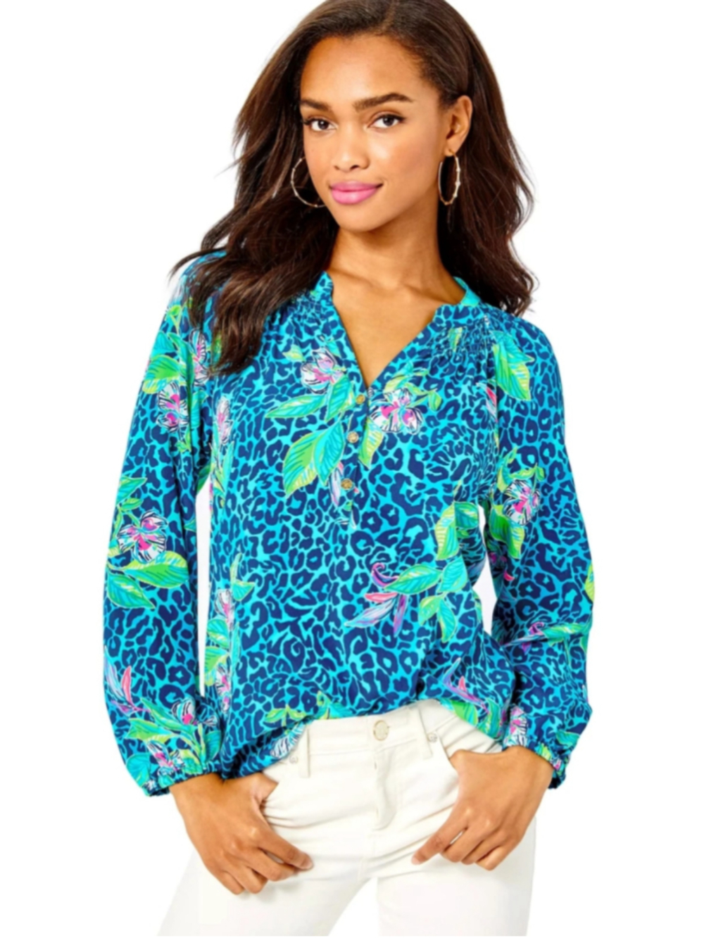 Lilly Pulitzer 100% Silk Elsa Blouse Top Hot on the Spot Printed XS